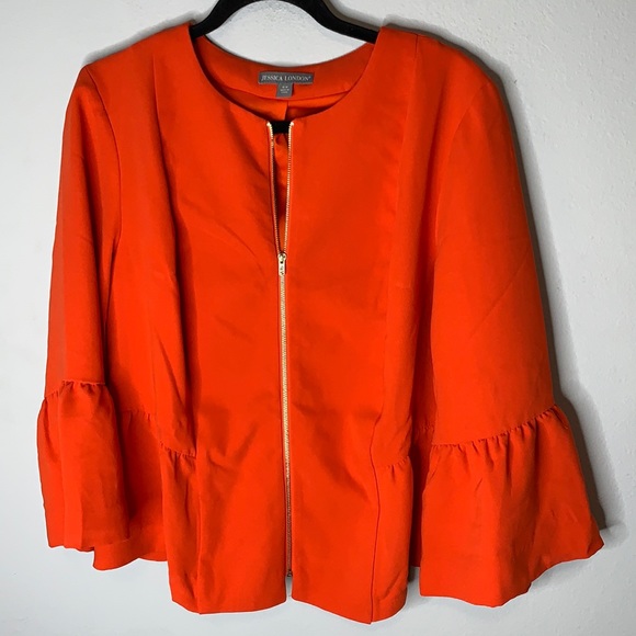 Jessica London Jackets & Blazers - Jessica London orange ruffle peplum jacket 16W
